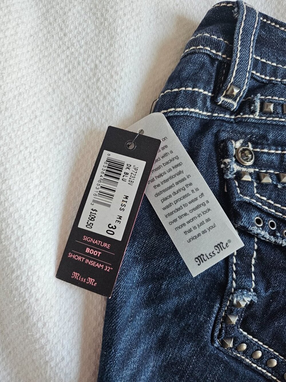 Miss Me Jeans DK BLUE 30/ Short Inseam 32 Model #JP7231BV - Picture 9 of 13